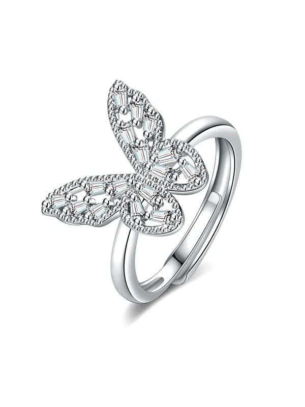 Crystal Butterfly Ring | Pack of 2 Adjustable |
