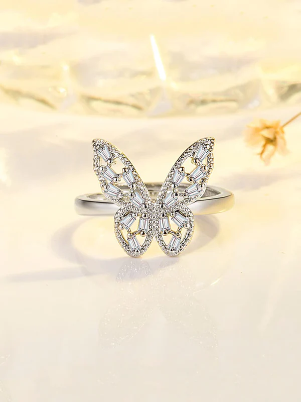 Crystal Butterfly Ring | Pack of 2 Adjustable |