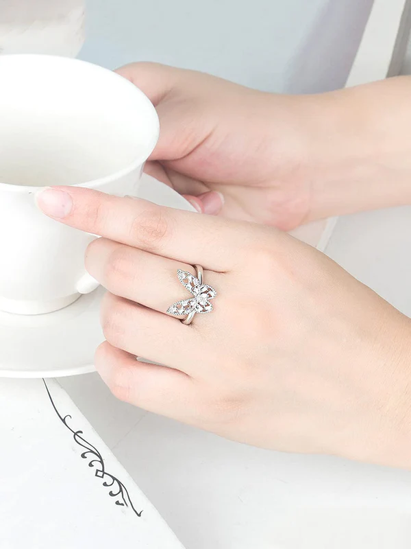 Crystal Butterfly Ring | Pack of 2 Adjustable |